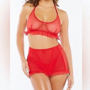 Savage X Fenty 1X Candy Hearts red unlined bra